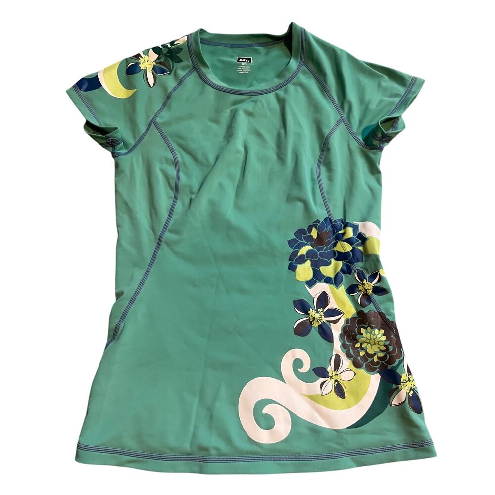 REI swim cover up rash guard green/blue size xs